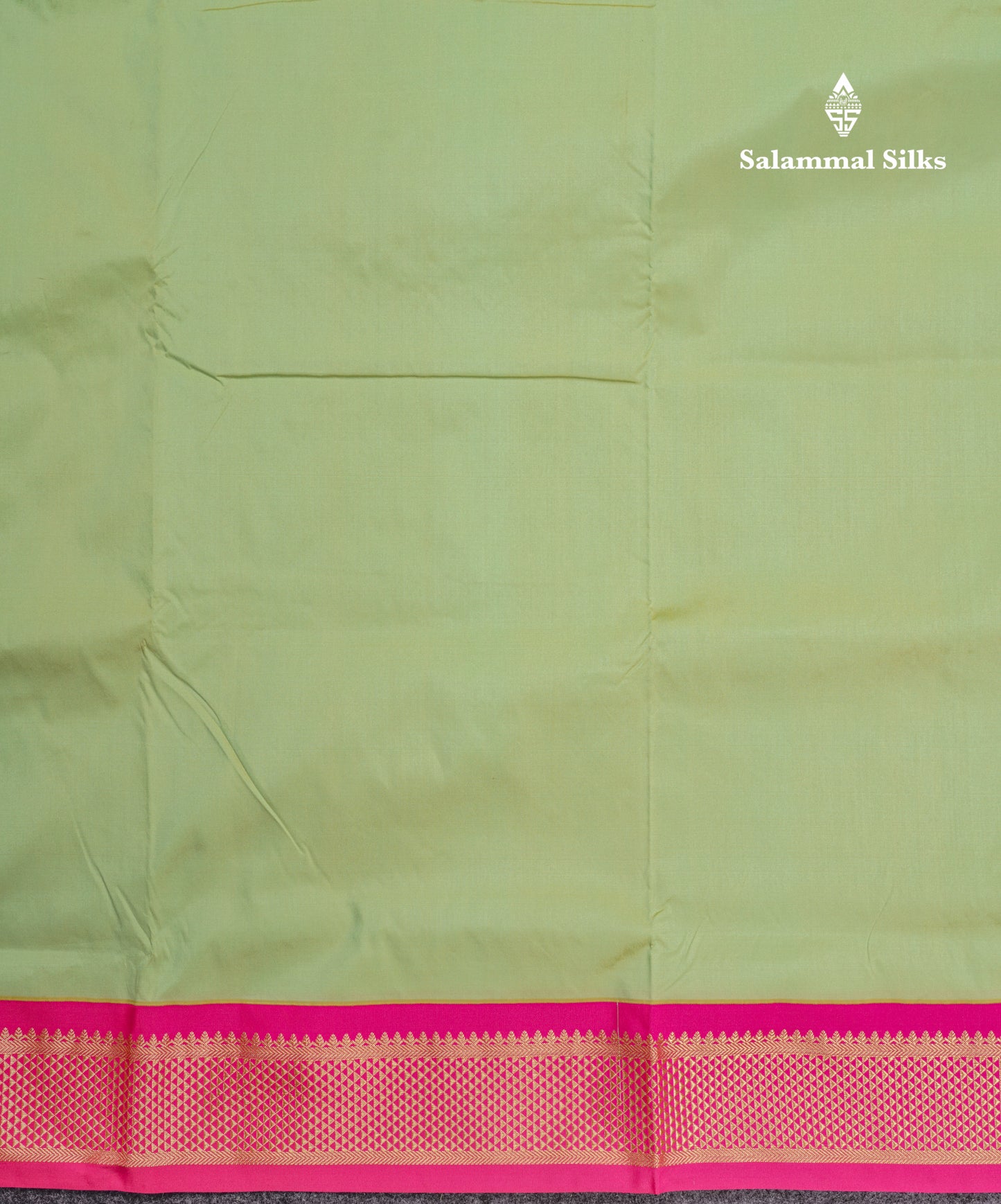 9 Yards Semi Silk Saree Pista Green with Contrast Pink Border