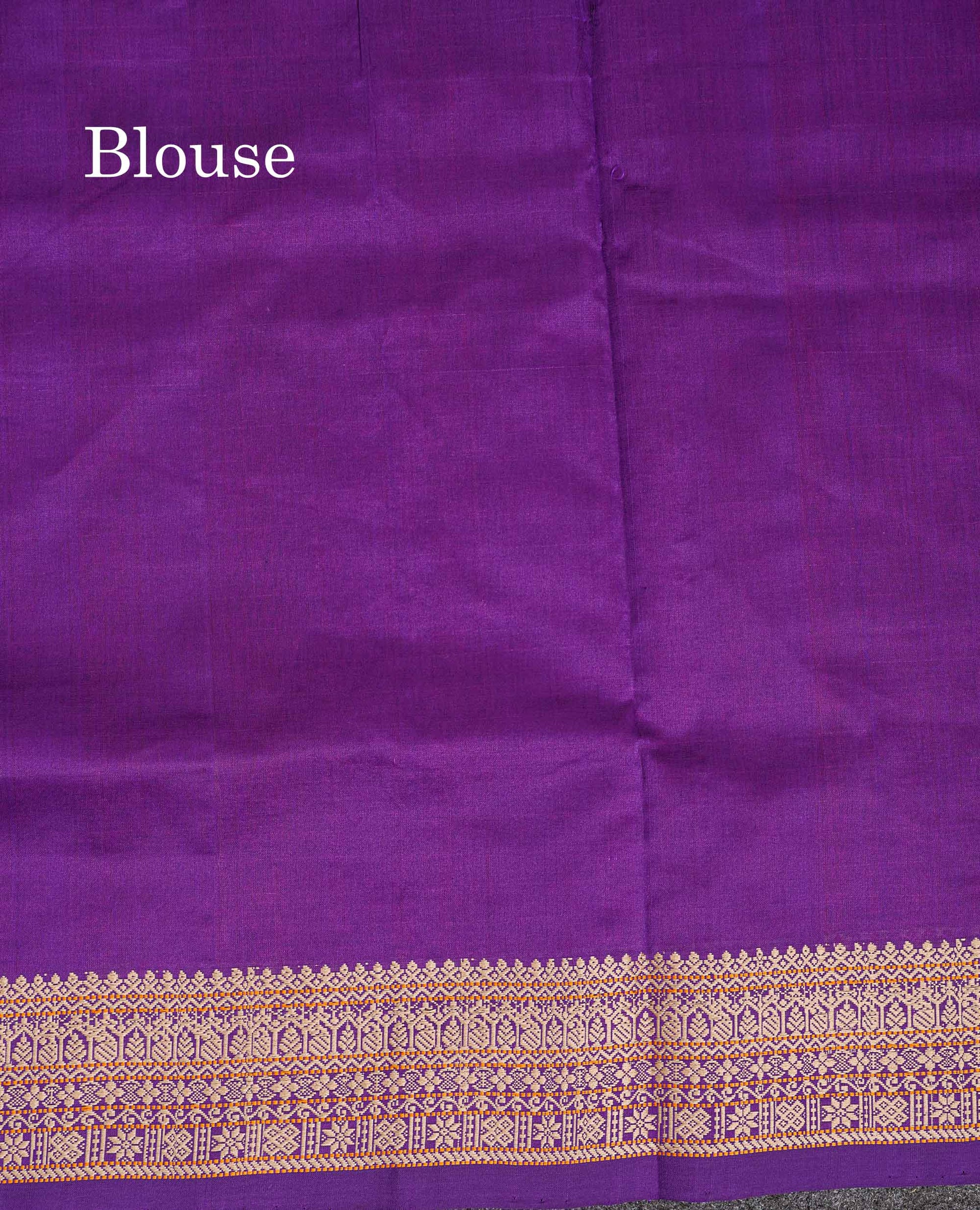Contrast Purple Blouse Of Pink Semi Silk Cotton Saree 