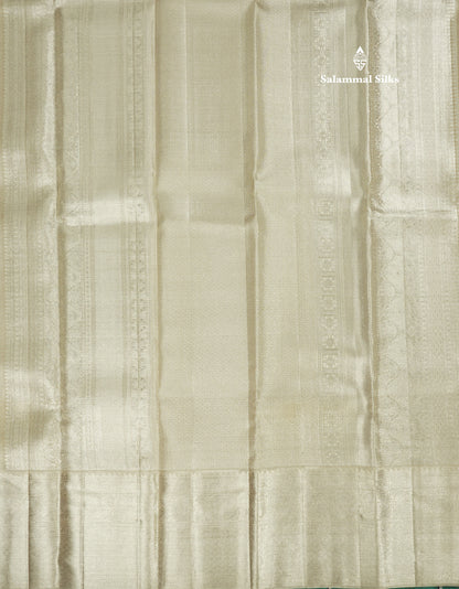 Silver Colour Tissue Kanjivaram Silk Saree Pure Zari With Traditional Self Border