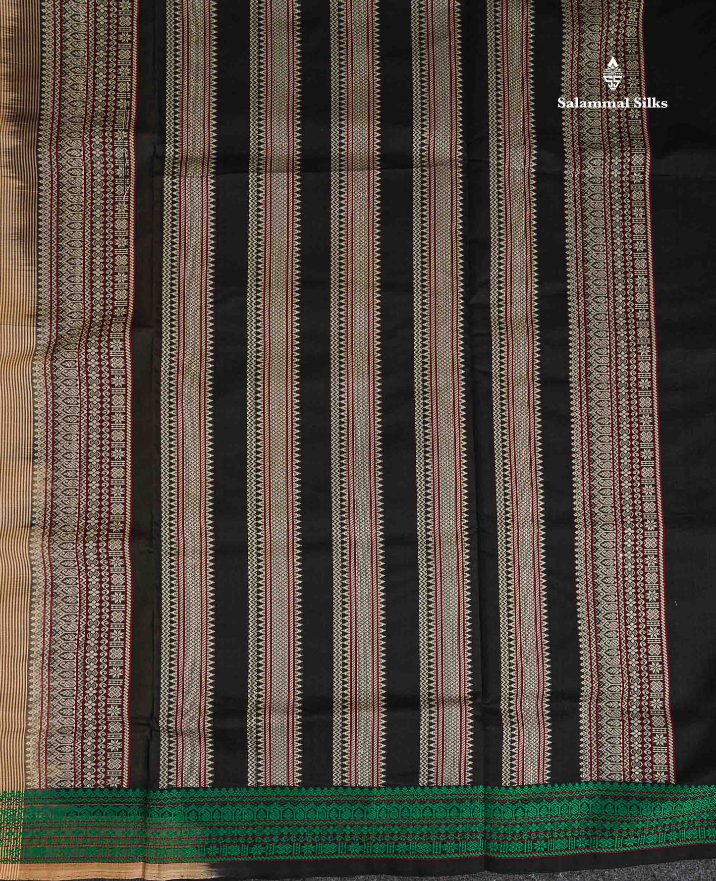 Pallu Of Sandal Semi Silk Cotton Saree