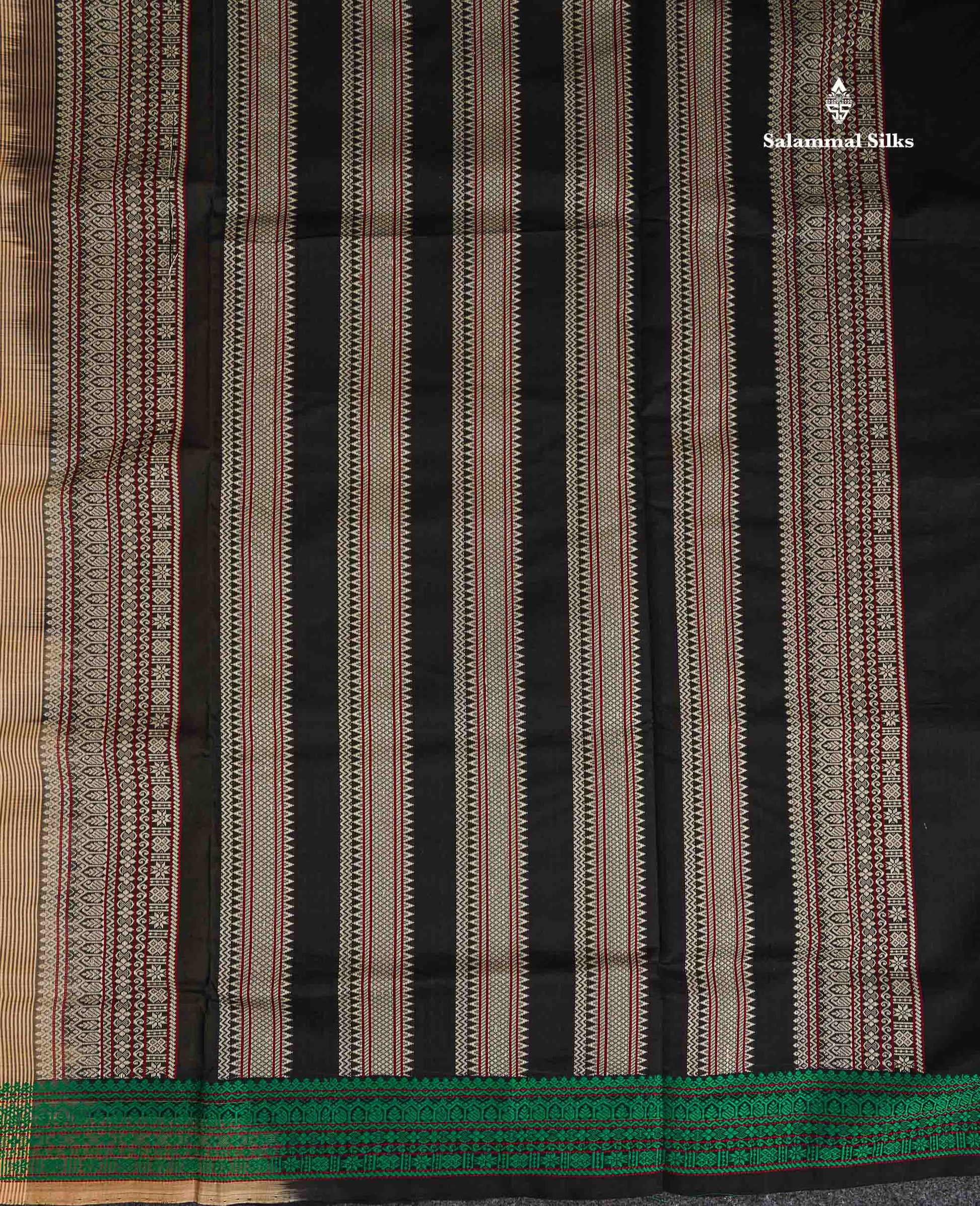 Pallu Of Sandal Semi Silk Cotton Saree