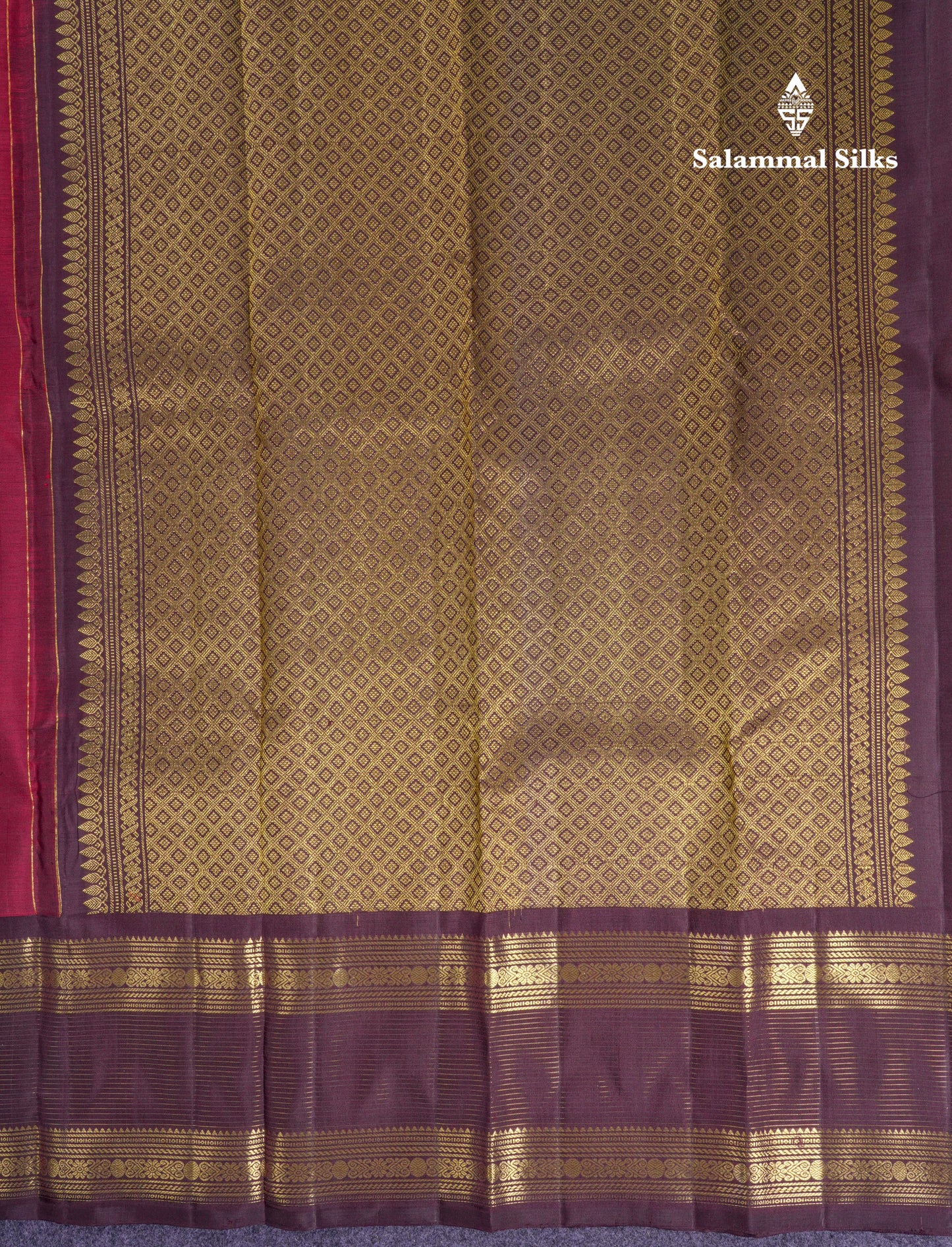 Beautiful Dark Maroon Pure Kanjivaram Silk Saree With Contrast Dark Brown Traditional Border