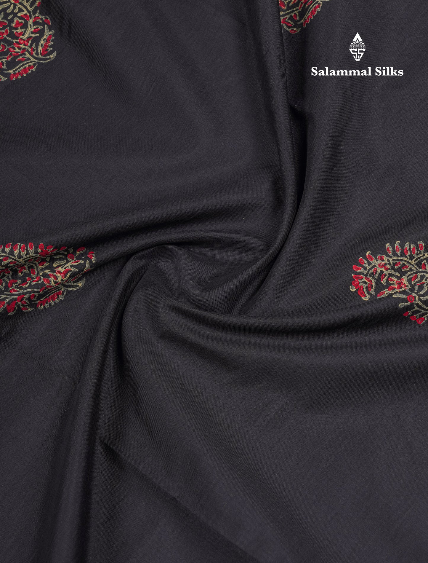 Black South Cotton Printed Saree With Contrast Grey Blouse