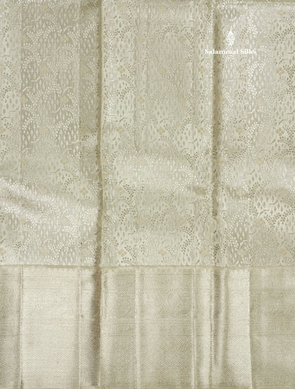 Silver Colour Tissue Kanjivaram Silk Saree Pure Zari With Traditional Self Border