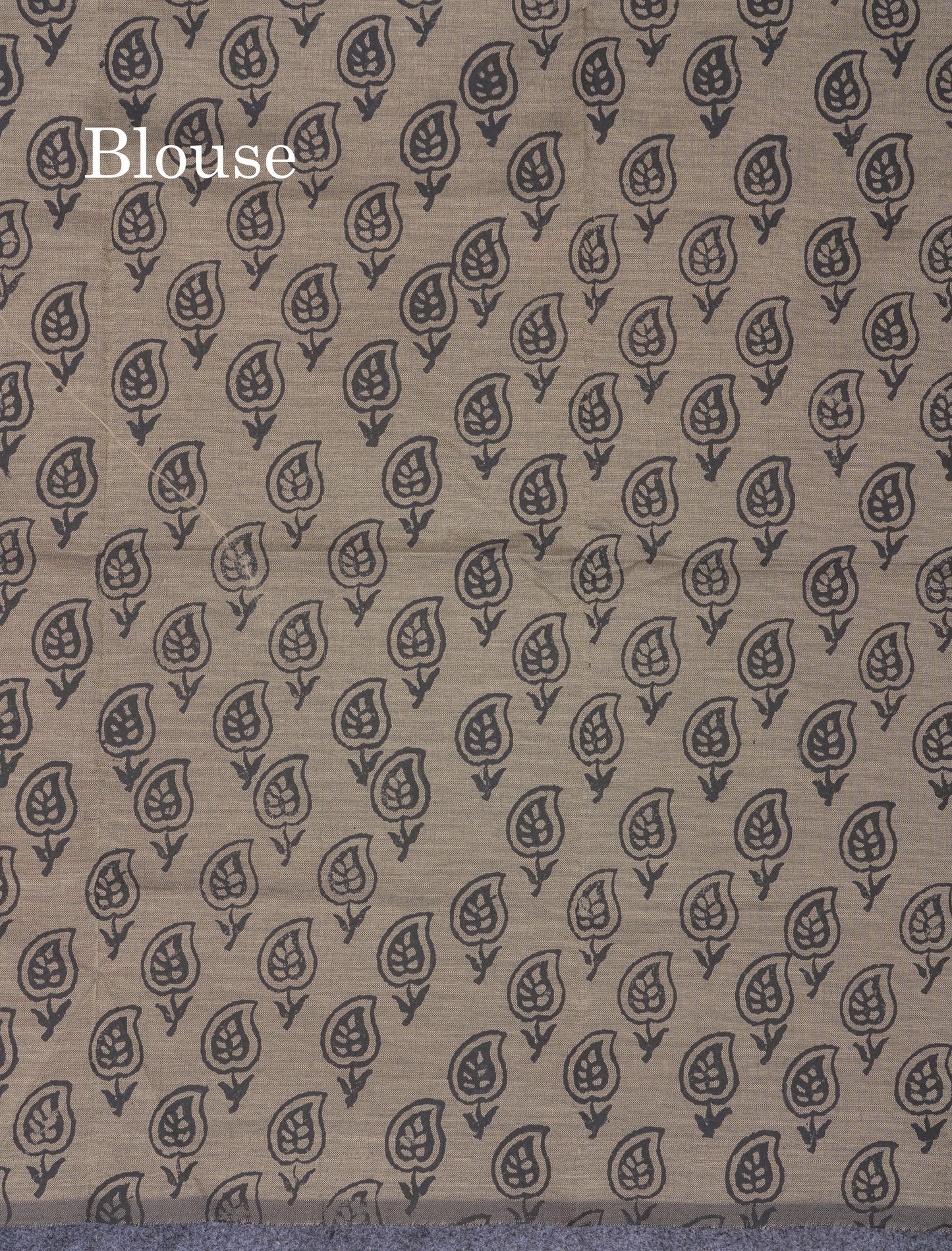 Black South Cotton Printed Saree With Contrast Grey Blouse
