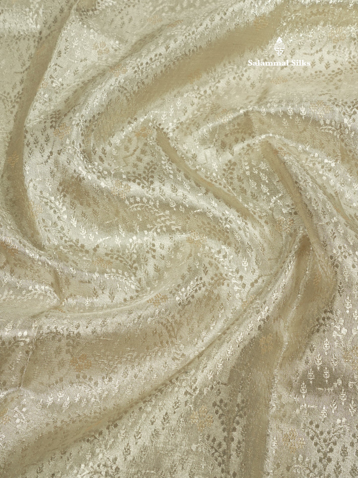 Silver Colour Tissue Kanjivaram Silk Saree Pure Zari With Traditional Self Border