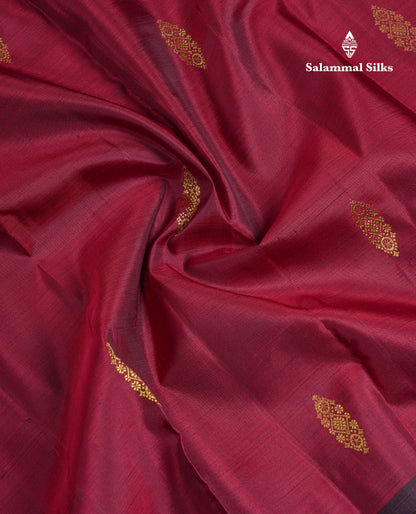 Beautiful Dark Maroon Pure Kanjivaram Silk Saree With Contrast Dark Brown Traditional Border