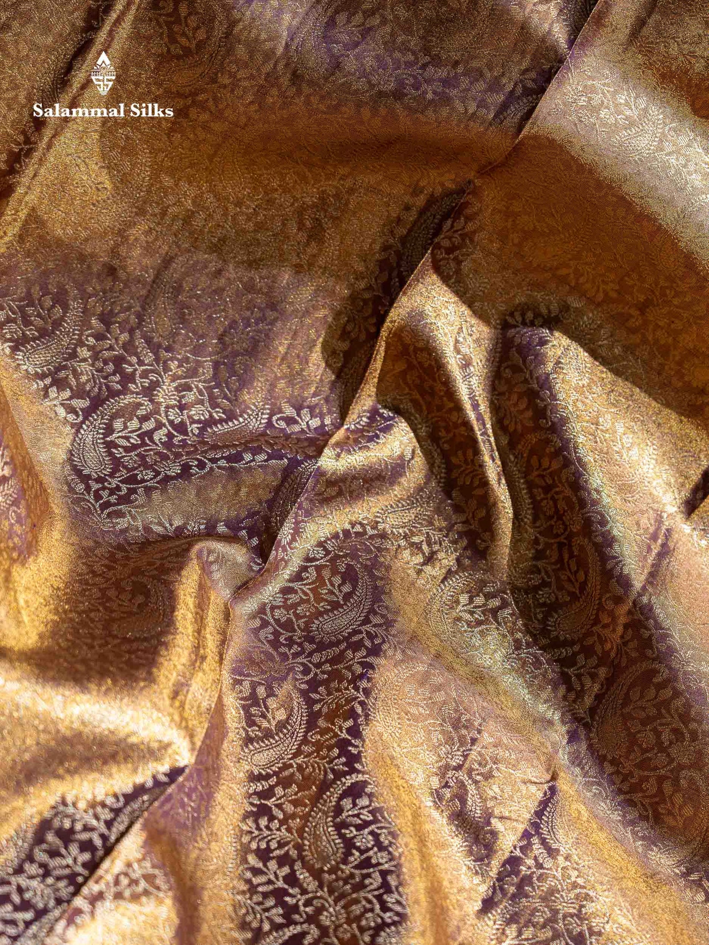 Beautiful Light Violet Tissue Bridal Pure Kanjivaram Silk Saree With Contrast Peach Traditional Border