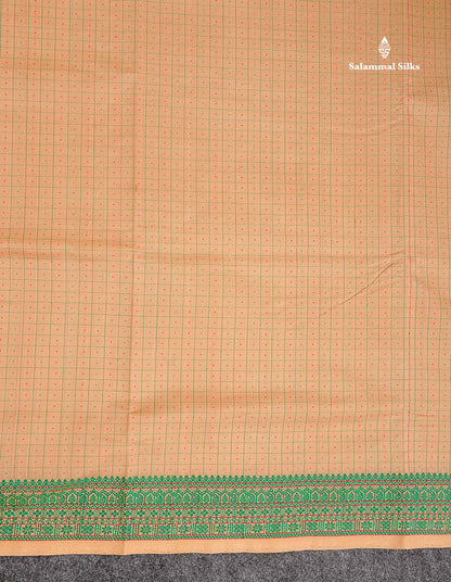 Thread Work Border Of Sandal Semi Silk Cotton Saree 