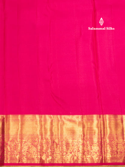 Multicolour Pure Kanjivaram Silk Saree with Pink Border