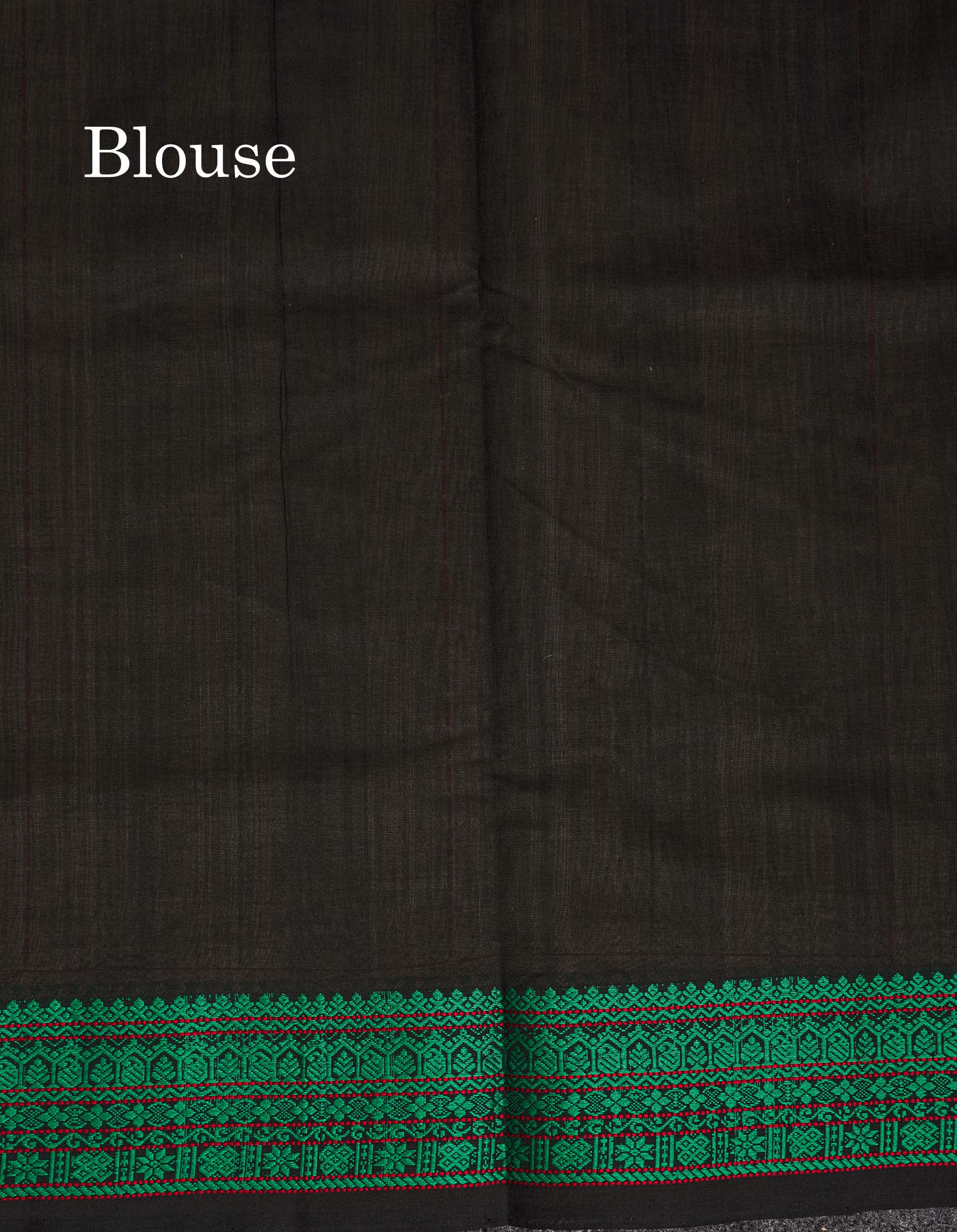 Contrast Black Blouse Of Sandal Semi Silk Cottn Saree 
