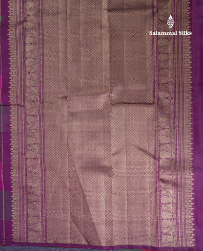 Beautiful Paalum Pazham Big Checks With Butta Pure Kanjivaram Silk Saree With Contrast Maroon Blouse