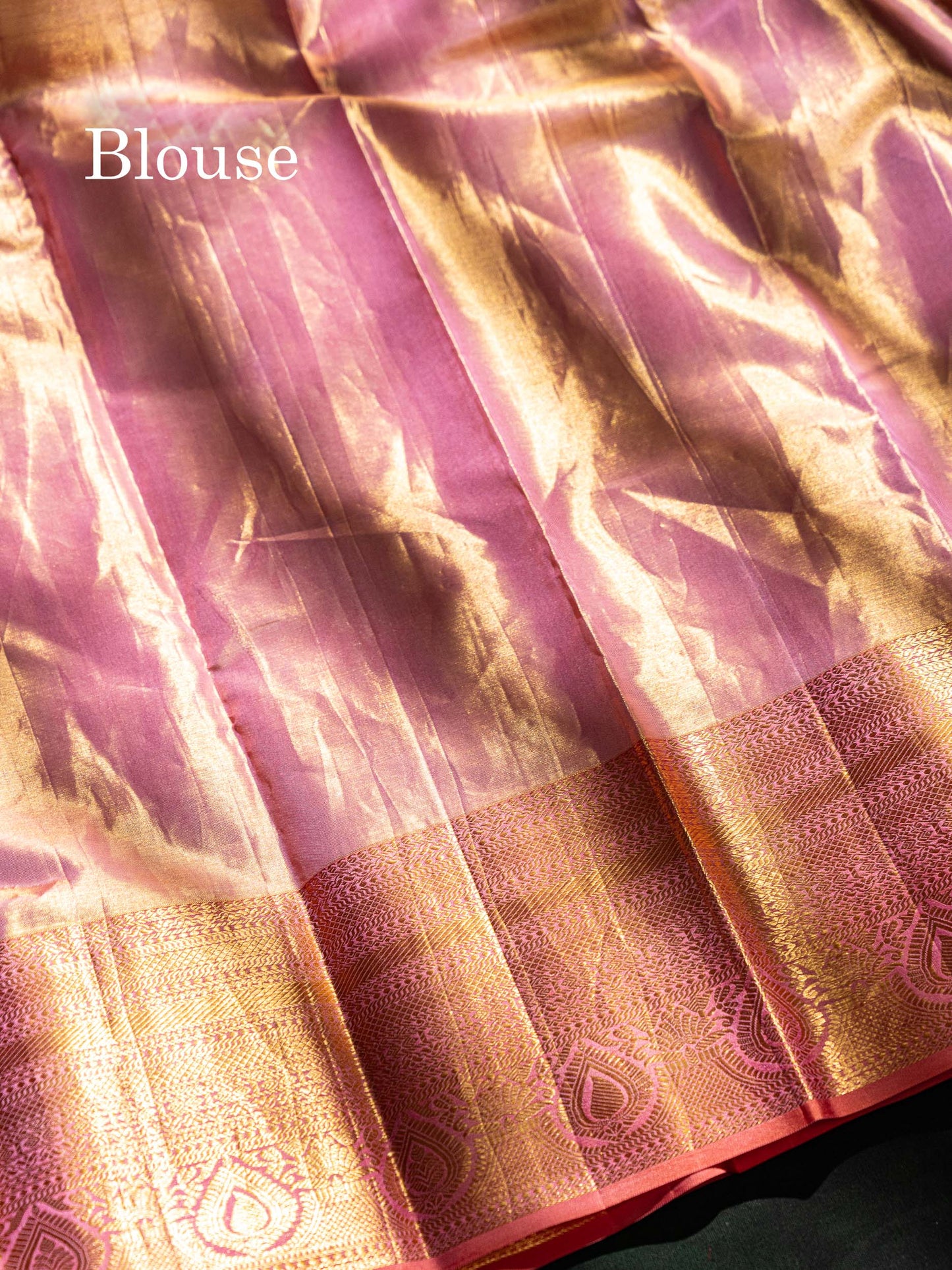 Beautiful Light Violet Tissue Bridal Pure Kanjivaram Silk Saree With Contrast Peach Traditional Border