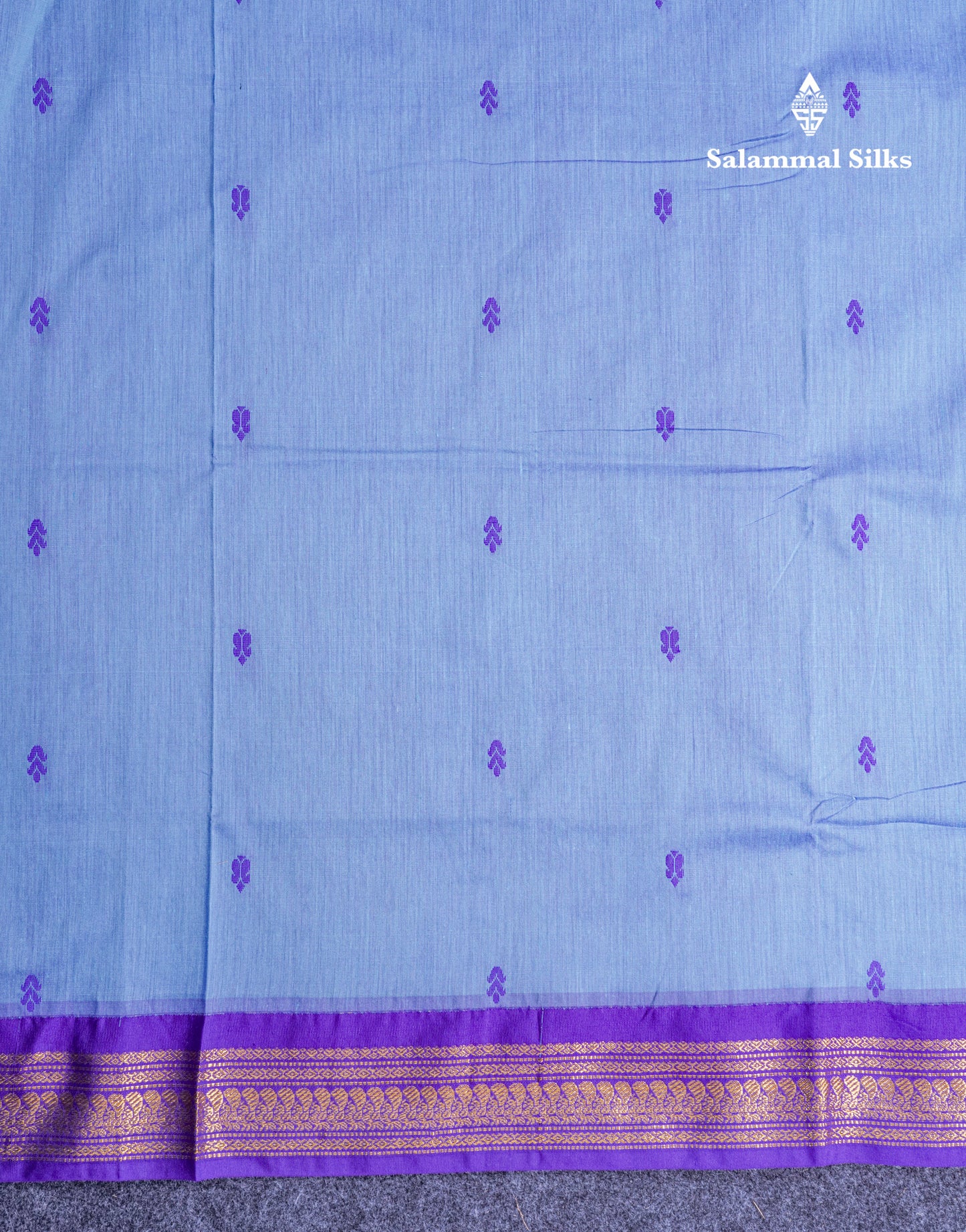 Dual Tone Blue Kalyani Cotton Saree With Contrast Violet Border