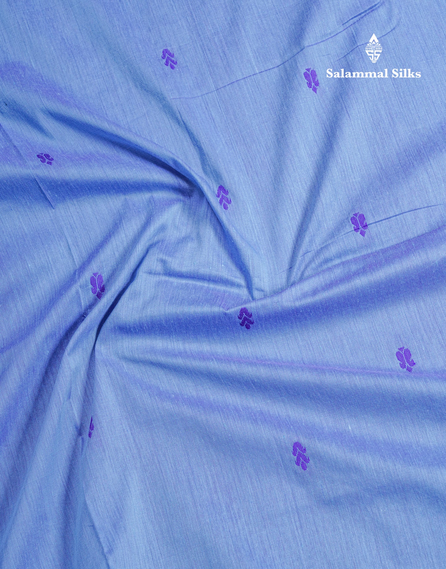 Dual Tone Blue Kalyani Cotton Saree With Contrast Violet Border