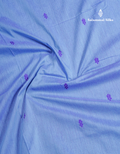 Dual Tone Blue Kalyani Cotton Saree With Contrast Violet Border