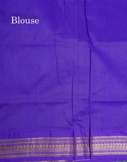 Dual Tone Blue Kalyani Cotton Saree With Contrast Violet Border