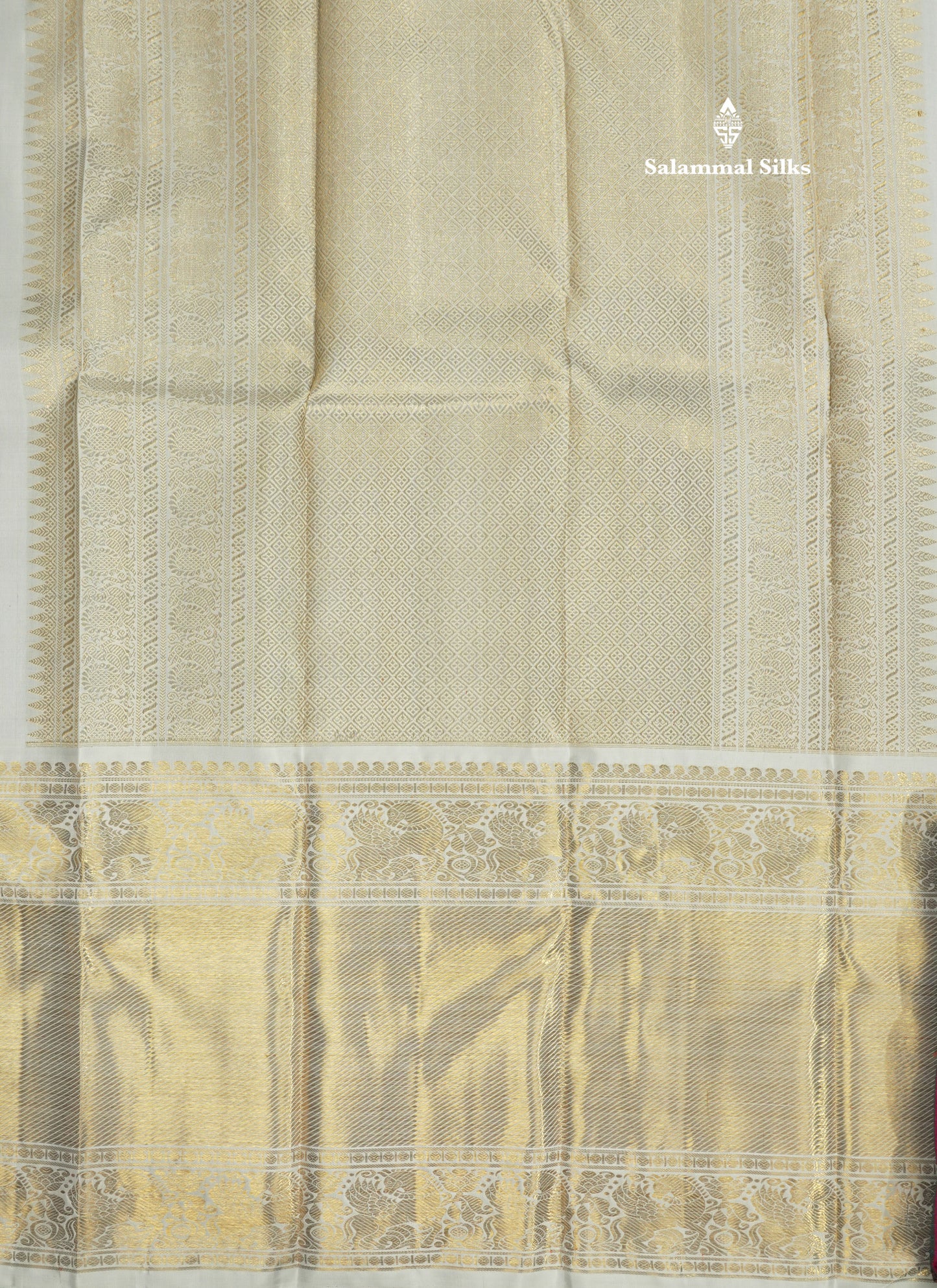 Silver Grey Pure Kanjivaram Silk Saree (2G) Zari With Self Long Border