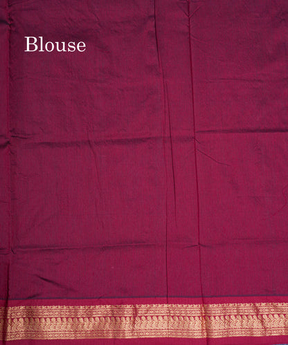 Sapphire Green Kalyani Cotton Saree With Contrast Maroon Border