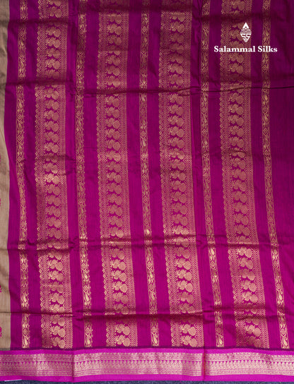 Mehandi Green Kalyani Cotton Saree With Contrast Pink Border