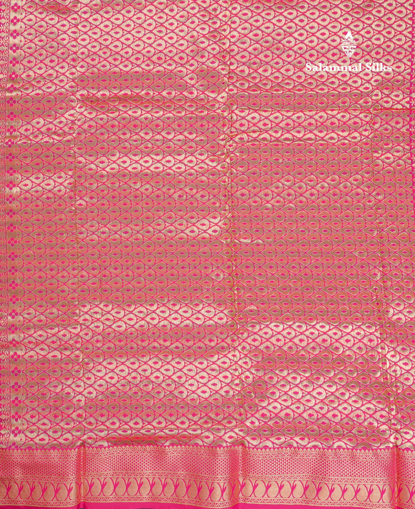 9 Yards Semi Silk Saree Light Green & Parrot Green with Light Onion Pink Border