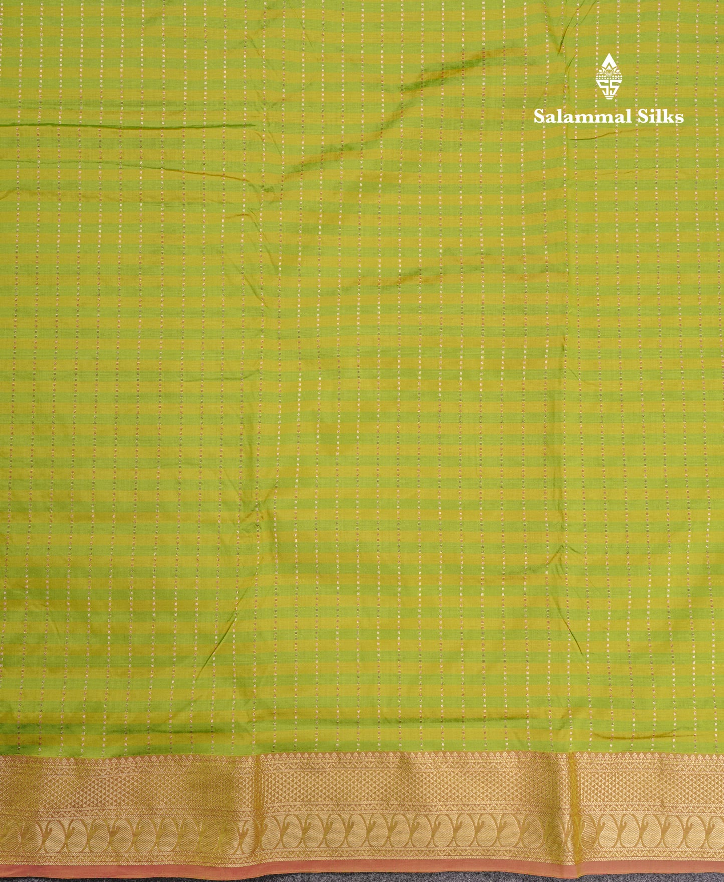9 Yards Semi Silk Saree Light Green & Parrot Green with Light Onion Pink Border