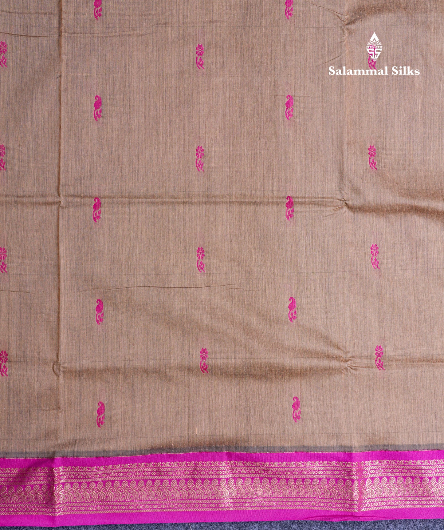 Mehandi Green Kalyani Cotton Saree With Contrast Pink Border