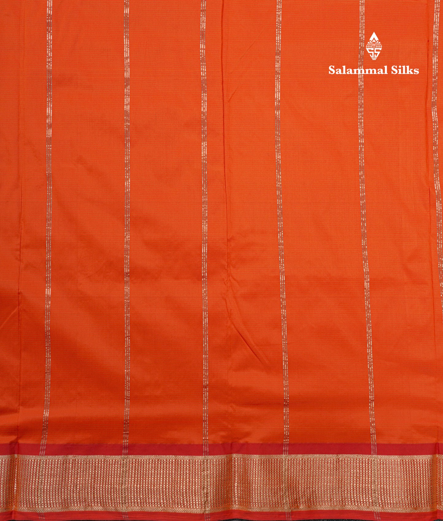 9 Yards Semi Silk Saree Orange Colour with Red Border