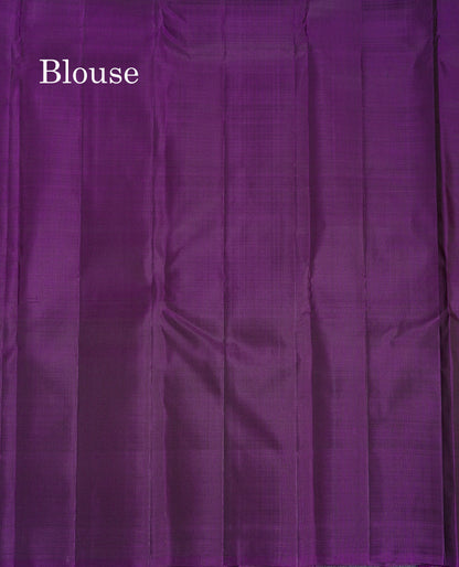 Beautiful Rust Orange Pure Kanjivaram Silk Saree With Contrast Dark Purple Traditional One Side Border