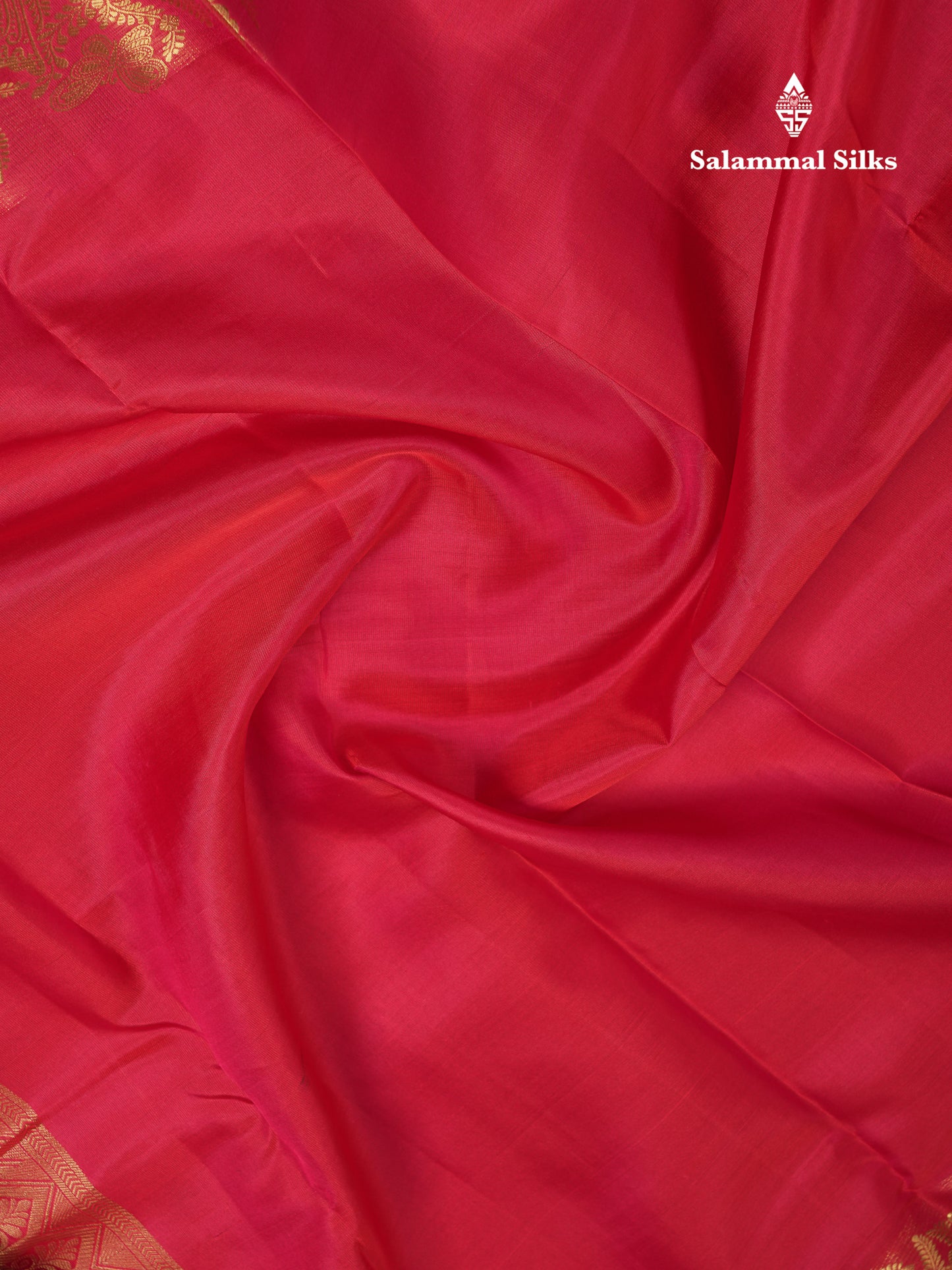 Beautiful Pinkish Red Plain Pure Kanjivaram Silk Saree With Traditional Border