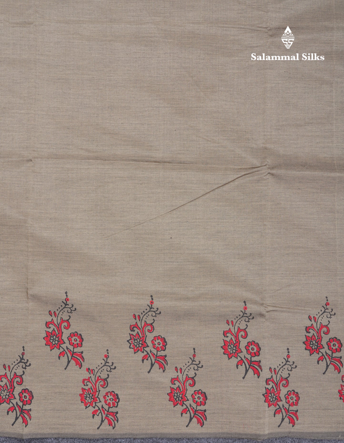 Cream Sandal South Cotton Printed Saree With Contrast Maroon Blouse