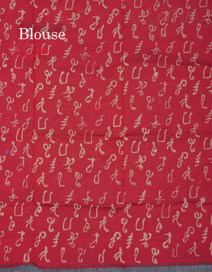 Cream Sandal South Cotton Printed Saree With Contrast Maroon Blouse
