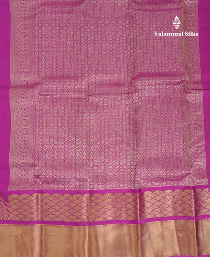 Beautiful Pinkish Red Plain Pure Kanjivaram Silk Saree With Traditional Border