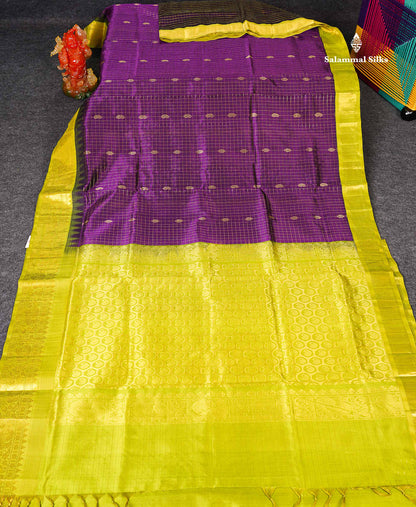 Full View Of Dark Purple Pure Silk Cotton Saree 