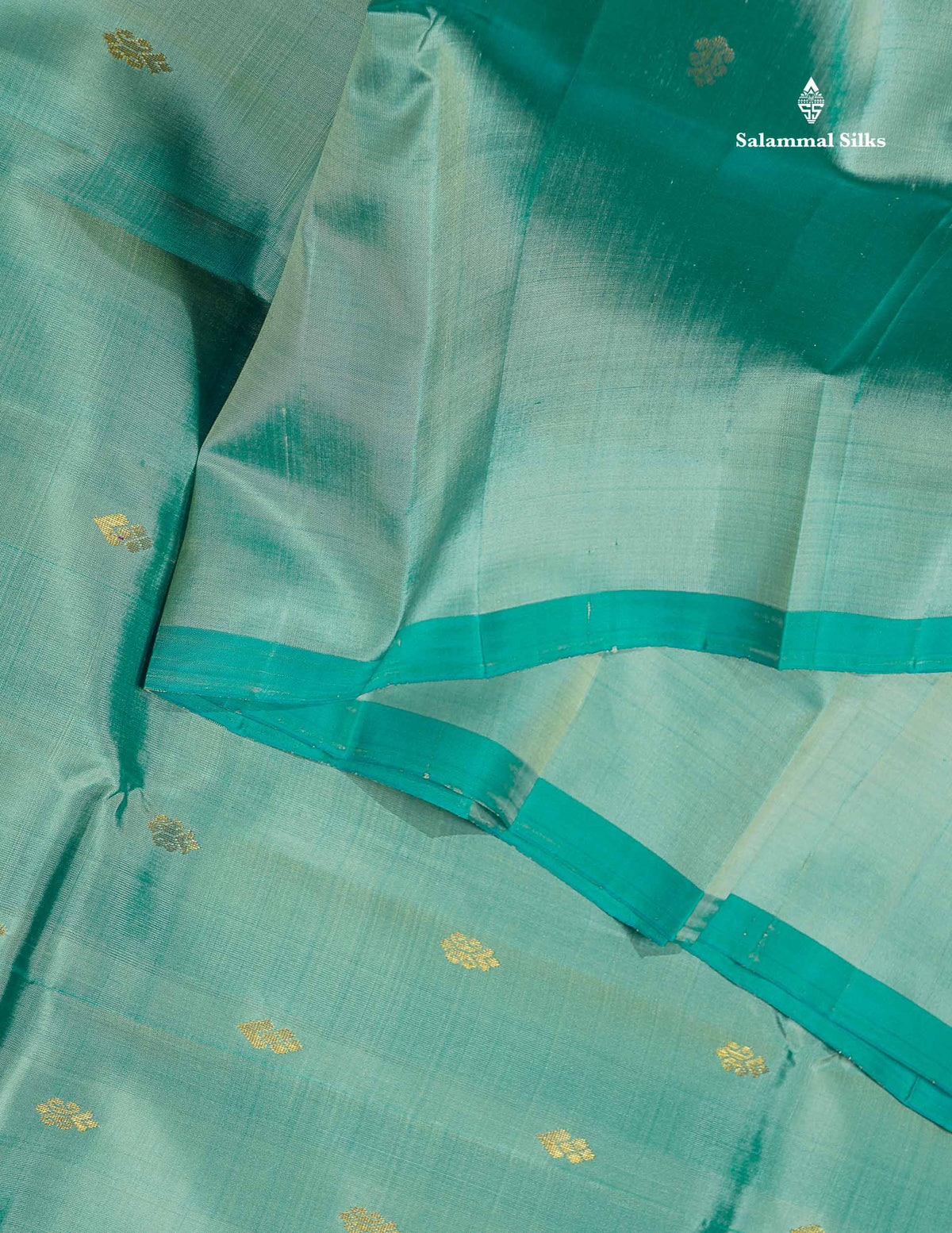 One Side Border Pure Silk Saree - Mehandi Green Colour Body Zari Butta With Contrast Yellow Border