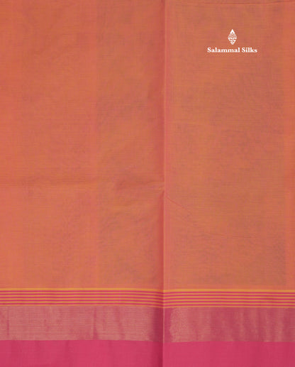 Peach Beautiful Fancy Pure Cotton Saree With Pink Border