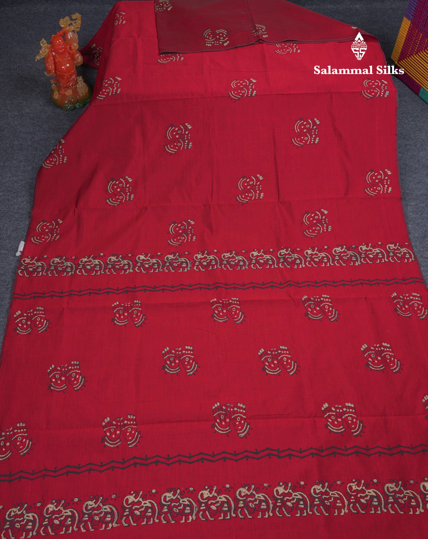 Maroon South Cotton Printed Saree With Contrast Grey White Blouse