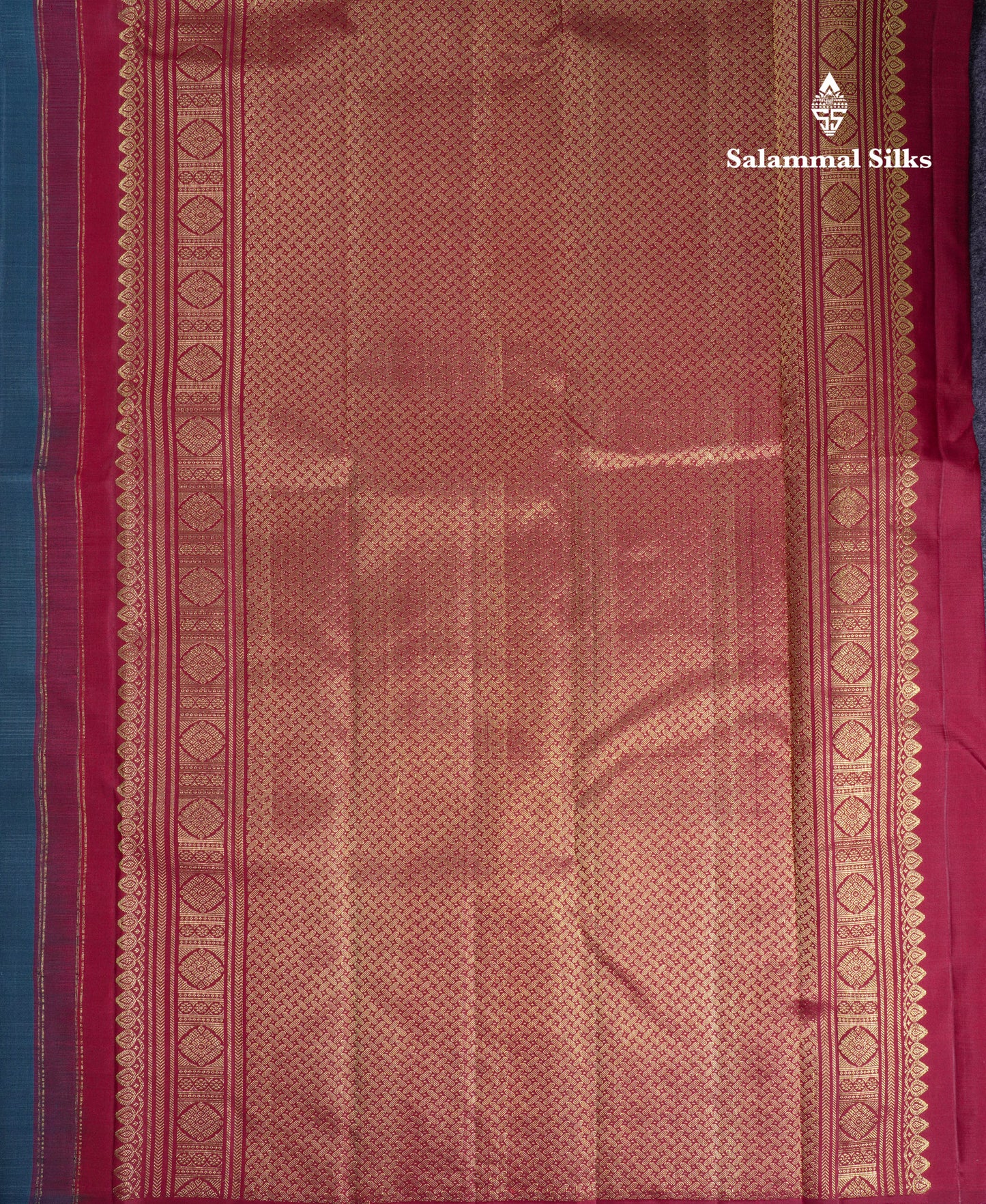 Beautiful Ramar Blue Pure Kanjivaram Silk Saree With Contrast Maroon Blouse