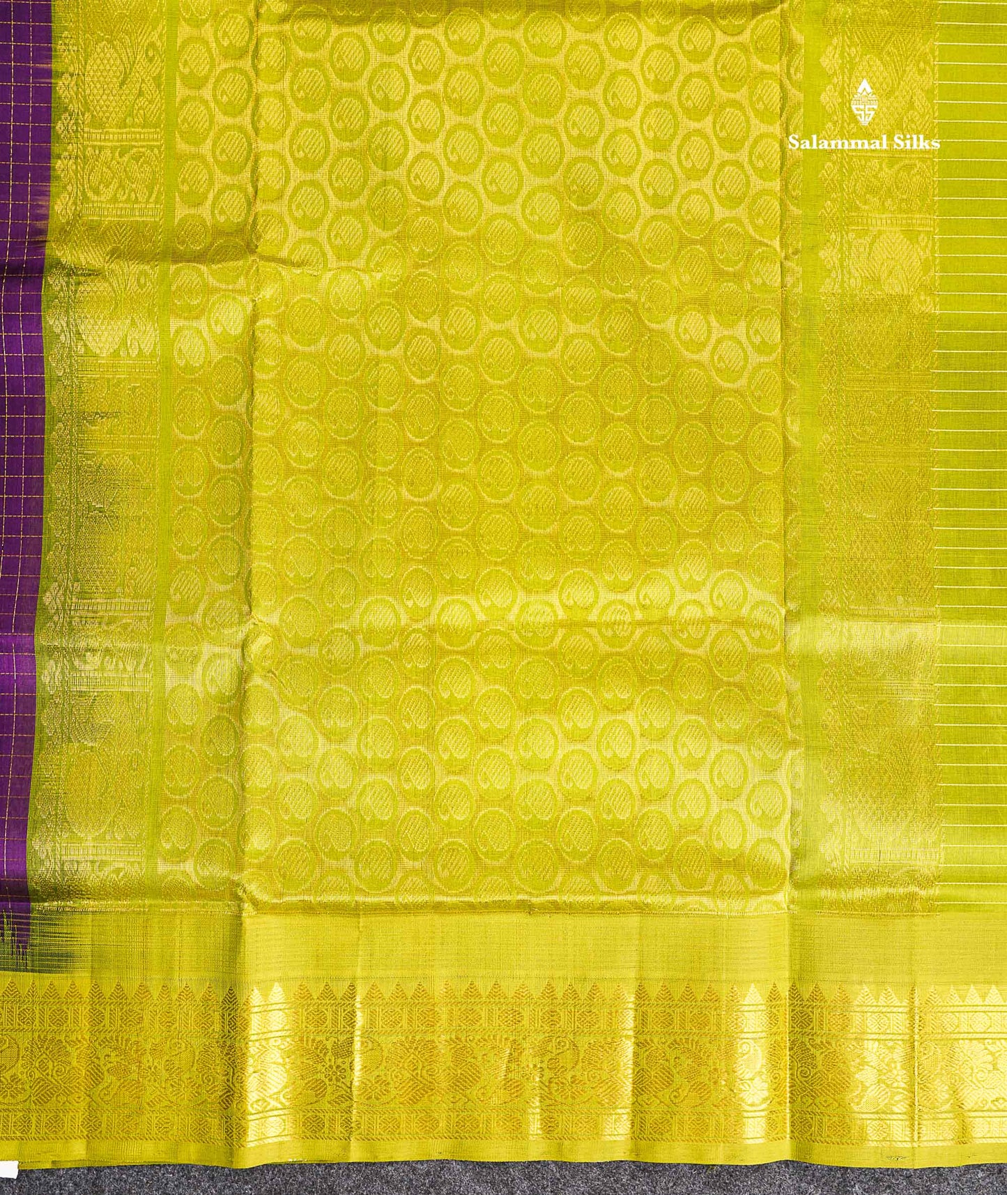 Pallu Of Dark Purple Pure Silk Cotton Saree 