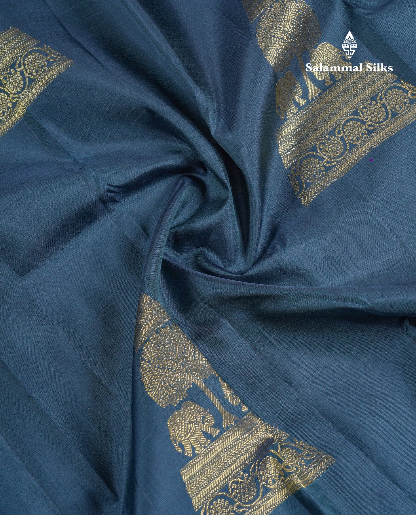 Beautiful Ramar Blue Pure Kanjivaram Silk Saree With Contrast Maroon Blouse