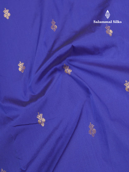 11 Yards Semi Silk Saree Royal Blue with Contrast Pink Border