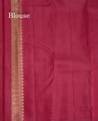Beautiful Ramar Blue Pure Kanjivaram Silk Saree With Contrast Maroon Blouse