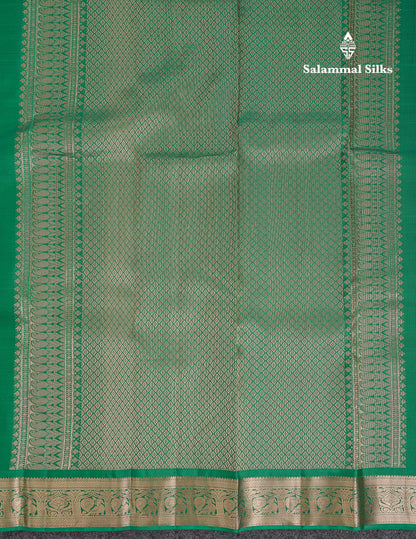 Beautiful Saffire Green Pure Kanjivaram Silk Saree With Traditional Small Border