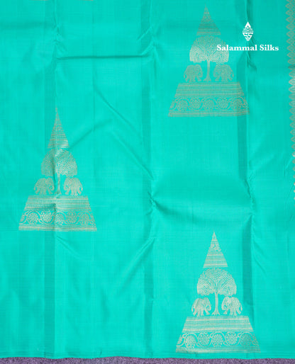 Beautiful Ramar Blue Pure Kanjivaram Silk Saree With Contrast Maroon Blouse