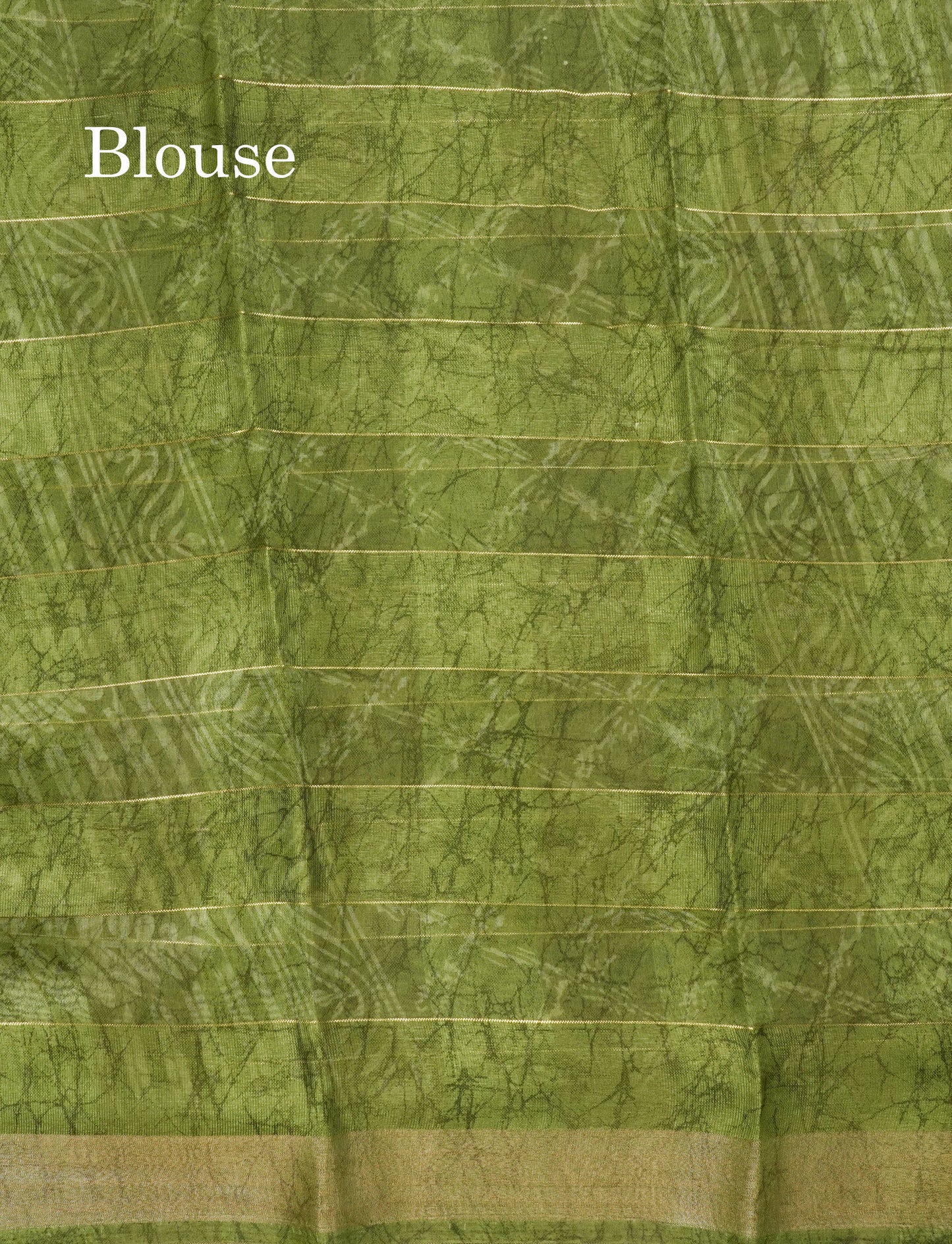 Army Green Printed Cotton Mix Saree With Tissue Border