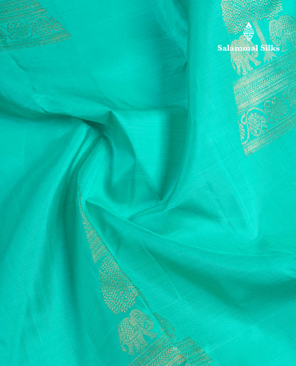 Beautiful Ramar Blue Pure Kanjivaram Silk Saree With Contrast Maroon Blouse