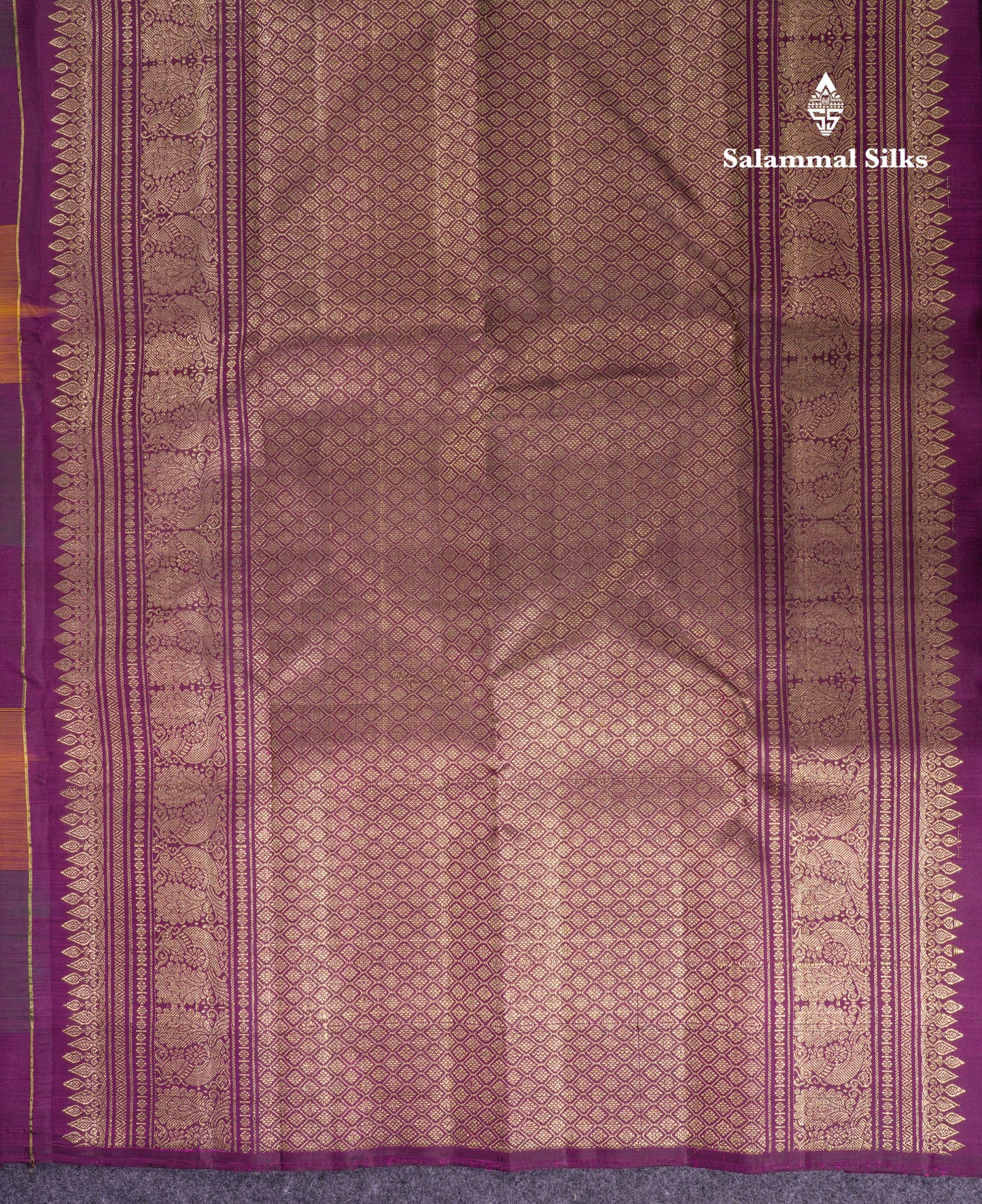 Beautiful Paalum Pazham Big Checks With Butta Pure Kanjivaram Silk Saree With Contrast Maroon Blouse
