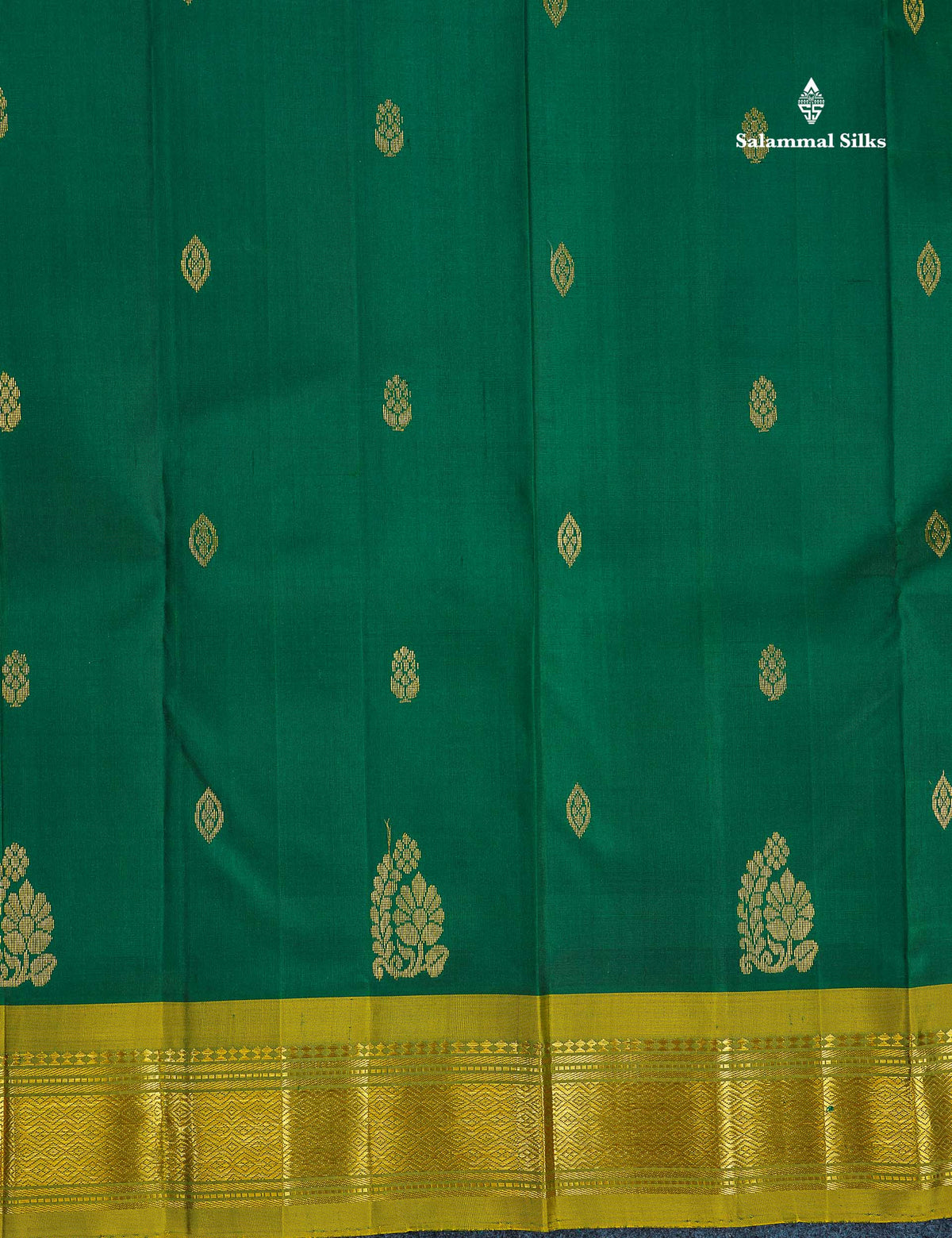 One Side Border Pure Silk Saree - Bottle Green Colour Body Zari Butta With Manthulir Green Border