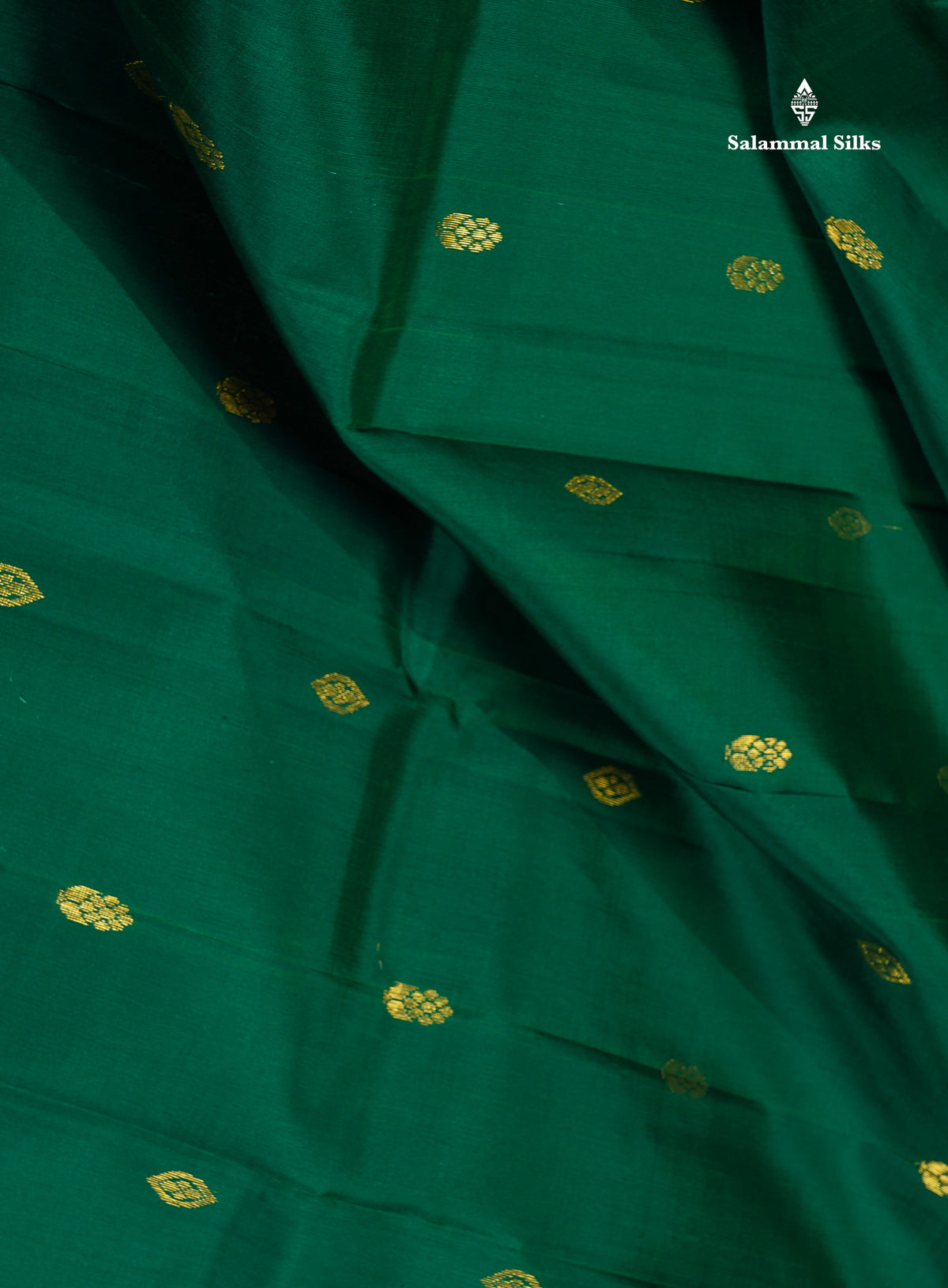 One Side Border Pure Silk Saree - Bottle Green Colour Body Zari Butta With Manthulir Green Border
