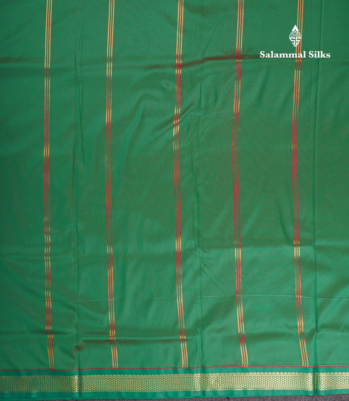 9 Yards Semi Silk Saree Magenta Pink with Contrast Small Green Border